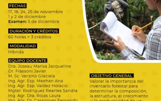 Curso de Inventario Forestal, para estudiantes de Agronomía y carreras afines