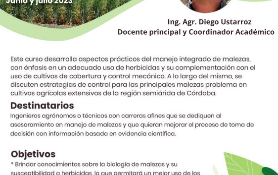 Inscripciones abiertas para el Curso de Manejo Integrado de Malezas, con Diego Ustarroz