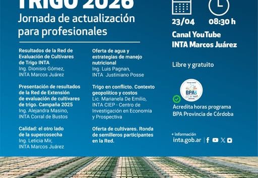 Trigo: jornada de actualización para profesionales – Virtual – 23 de abril de 2026